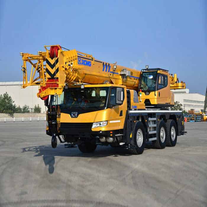 Construction crane lifting heavy materials at a building site